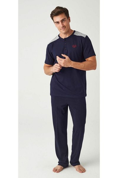 Mod Collection Men's Navy Blue 3-Piece Pajama Set with Shorts