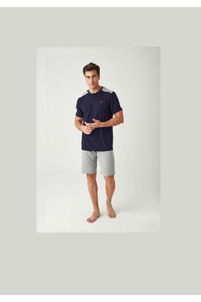 Mod Collection Men's Navy Blue 3-Piece Pajama Set with Shorts