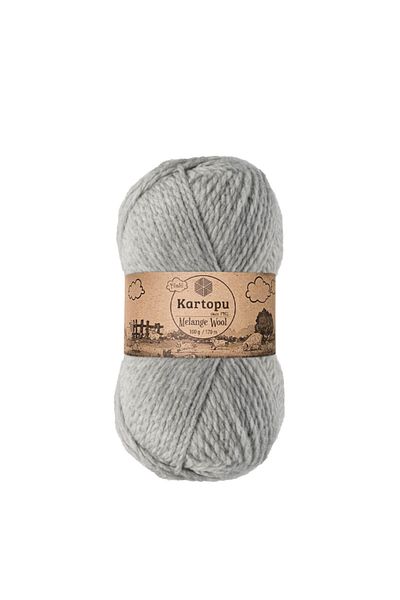 Kartopu Light Gray Melange Wool K1000 - 100 Gr Knit Lanyard