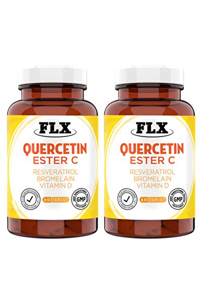 FLX كيرسيتين استر سي ريسفيراترول بروميلين فيتامين د والمغنيسيوم 60 قرصًا، علبتان