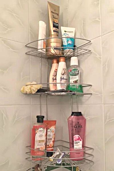 Kitchen Store Suport pentru șampon pentru colț pentru baie, cromat inoxidabil, cu 3 niveluri, raft pentru baie