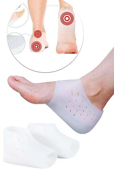 Tilbe Home Orthopedic Silicone Heel Sock - Padding Riser, Hidden Heel Spur, Insoles Protector Height Increaser