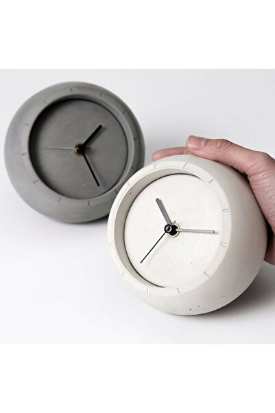 Genel Markalar Masa Saati Beton Beyaz Masa Saati