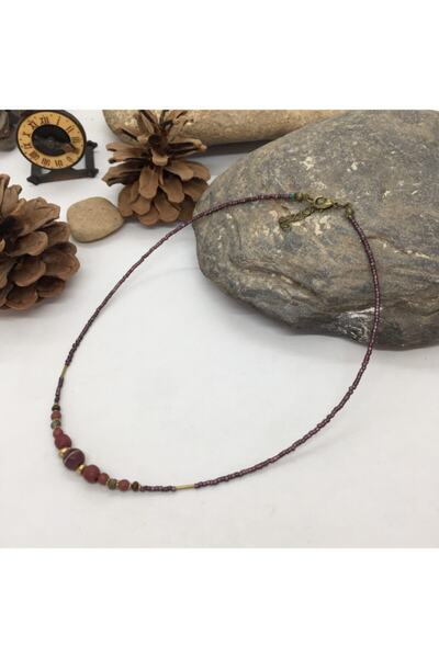 Porsuk Alternatif El Yapımı Etnik Otantik Hippi Bohem Afgan Boncuk Kolye