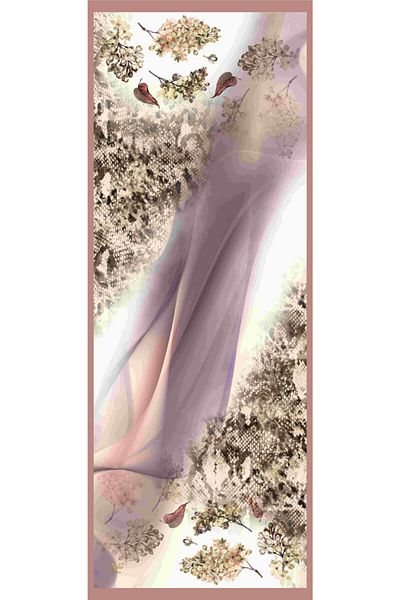 19V69 ITALIA Powder Cream Shawl Floral Pattern Elegante Series with Scarf Hanger and Gift Set 75x200 Cm