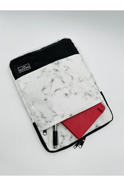 Differ Studio حقيبة كمبيوتر محمول/ماك بوك/نوت بوك/حقيبة/حقيبة من الرخام الأبيض مقاس 15.6 بوصة