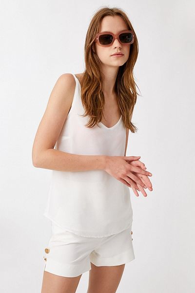 Koton Off-White-Unterhemd für Damen 1YAK32121UW