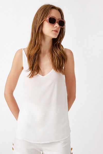 Koton Off-White-Unterhemd für Damen 1YAK32121UW