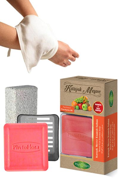 Phytoflora صابون فواكه مختلط وفرك حمام، موزع صابون صلب