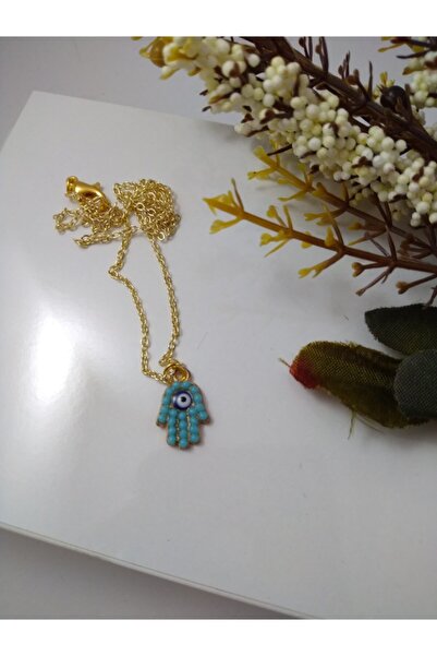 BalıkHediyelik Turkuaz (firuze) Taşlı Fatma Ananın Eli Modeli Kolye