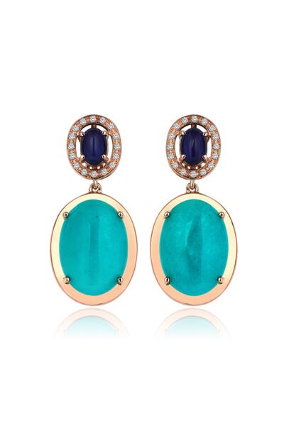 DİAMOND BY Naci Şenocaklı Turkuaz Ve Safir Küpe