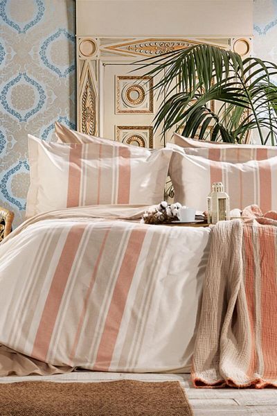 ZEBRA CASA Double Moly Tile/Beige Duvet Cover Pique Set