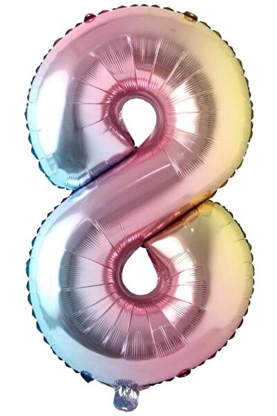 BİDOLUMUTLULUK Rainbow Color Number 8 Foil Balloon 34 Inch 76 Cm