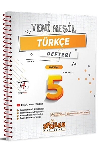Spoiler Yayınları 5. Sınıf Türkçe Yeni Nesil Defteri Spoiler Yayınları