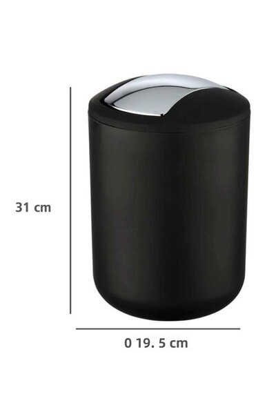 Saban 2-Piece Black Trash Can Set, 6.4 Liter and 2 Liter - Brazilian Model