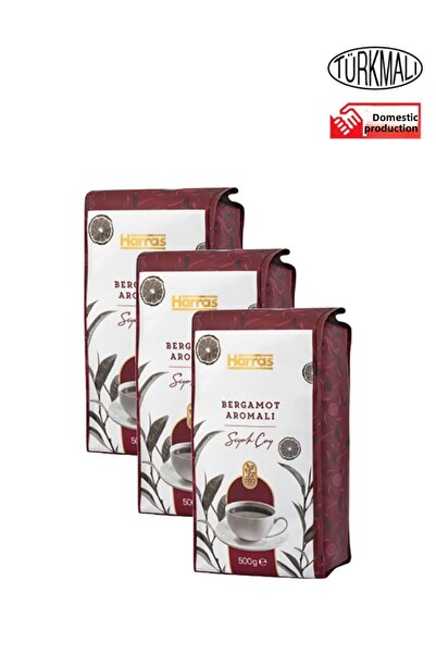 Harras شاي أسود بطعم البرغموت 500 جرام × 3 عبوات