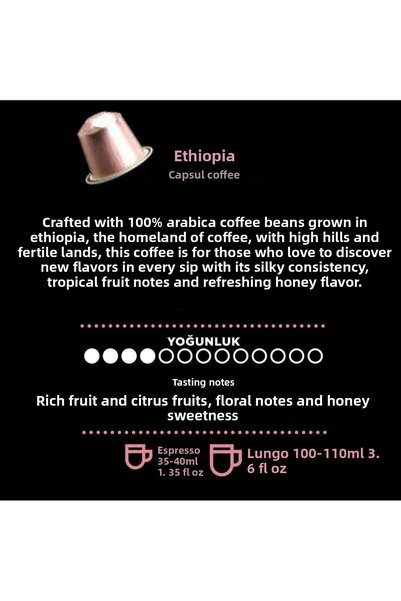 Kahve Dünyası Ethiopian Capsule Coffee 10 Box |   Compatible with All Capsule Coffee Machines