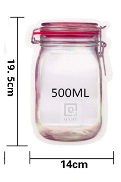 QNİAY Lockable Refrigerator Storage Bag (1 Piece) 500 Ml Bag with Snap Fasteners Home Travel Picnic Type