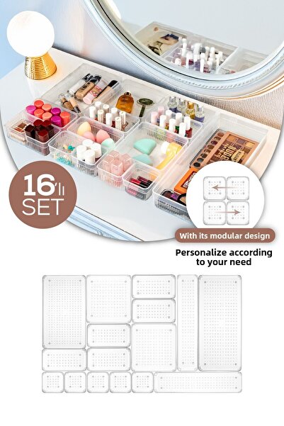 Evlinya Organizer 16 τεμαχίων κοσμημάτων και αξεσουάρ μακιγιάζ - Organizer πολλαπλών χρήσεων στο συρτάρι