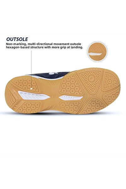 DSC Bolstr Badminton Shoes | Color: Navy/Yellow | Size:10UK/11US/44EU |For Mens & Boys|Material:TPU