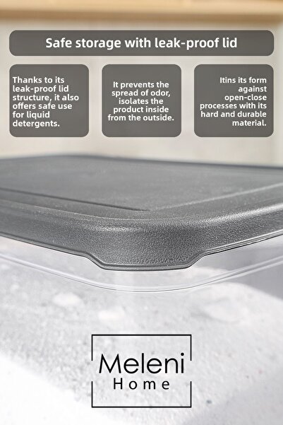 Meleni Home Mega Size Detergent Storage Box - Bathroom Tablet Powder Detergent Box with Label 5.3 Liter Transparent