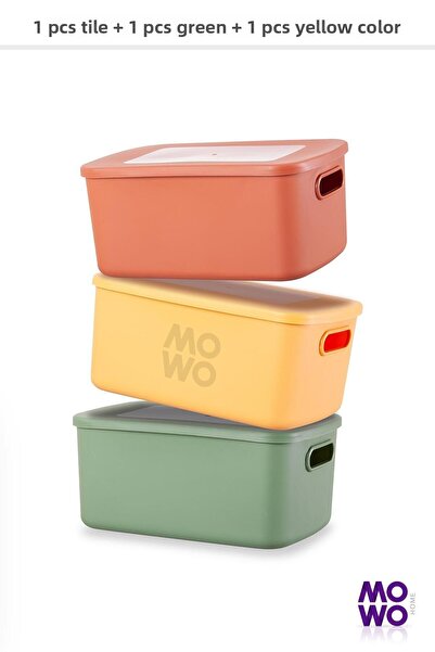 Mowo Home Retro Box 3-Piece Mix - 3.5 Lt Capacity, Multi-Purpose Organizer Storage Box and Organizer