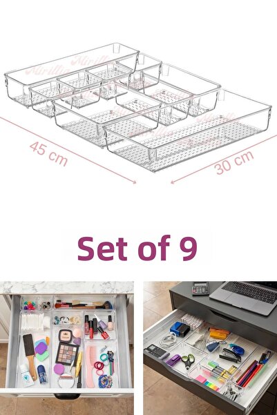Trouvaille 9 Piece Drawer Organizer, drawer Office Bathroom Jewelry Makeup Organizer, Organizer Organizer Box