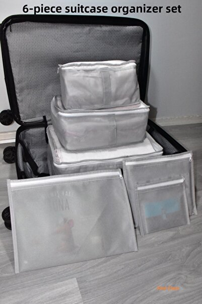fine class Gray Set of 6 Suitcase Organizer Suitcase Organizer Suitcase Bag Organizer