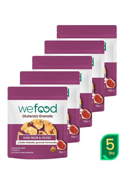 Wefood Gluten Free Granola Bites Dried Fig & Walnut 60 g 5-Pack