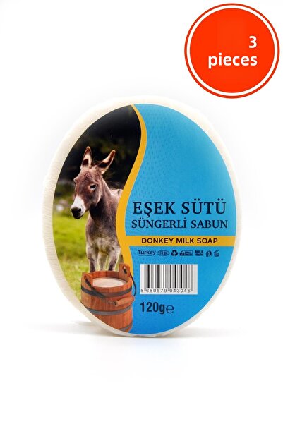 xdeonss 120 جرام × 3 قطع صابون استحمام إسفنجي بخلاصة حليب الحمار