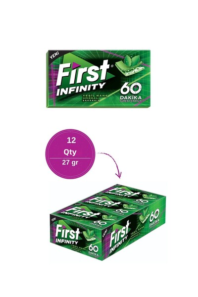 First Infinity 60 Minutes Green Mint Flavored Sugar Free Chewing Gum - 12 Pieces