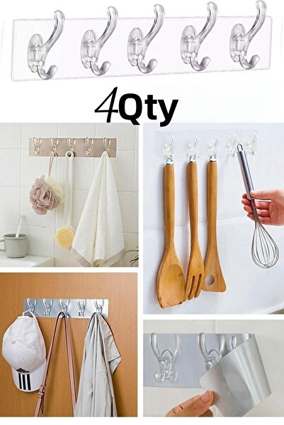 Vi Caro 4 bucăți de 5 bucăți 6x6cm, transparent, puternic, autoadeziv, agățat de perete pentru uși, rezistent la sarcini grele