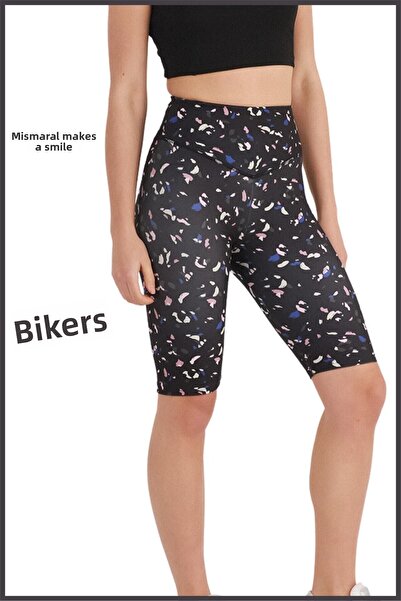 missmaral Γυναικείο ψηλόμεσο κολάν ποδηλάτου Navy Blue Ground Ψηφιακό εμπριμέ σορτς Bikers 1072