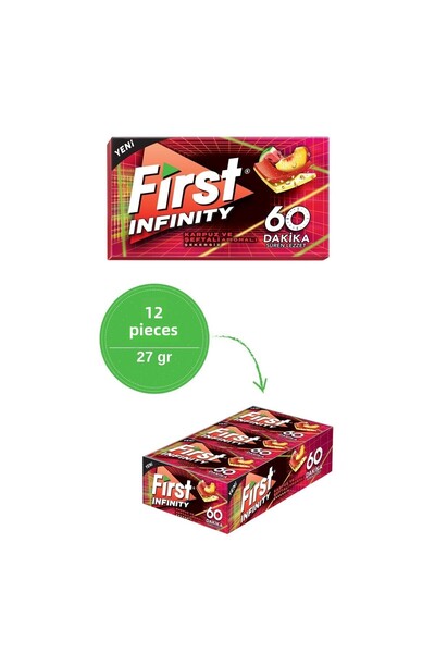 First Infinity 60 Minutes Watermelon & Peach Flavored Sugar Free Chewing Gum - 12 Pieces