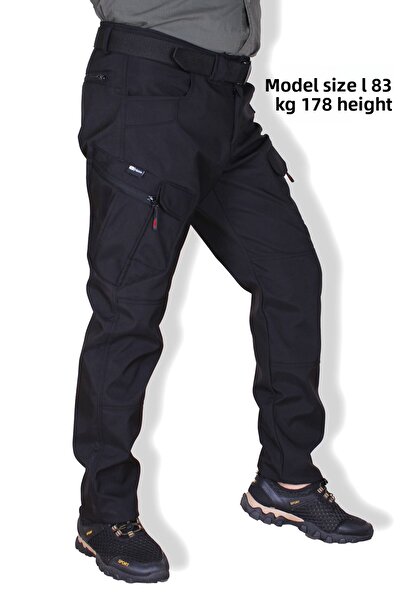 Nikbin Μαύρο Softshell Fleece παντελόνι εξωτερικού χώρου - Αδιάβροχο και αντιανεμικό (χειμώνας)