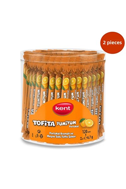 KENT Tofita Yumi 120Pcs Flavored Orange Confectionery Jar - 2 Pieces
