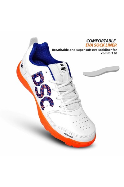 DSC Beamer Cricket Shoes | Fluro Orange/white | Lightweight Cricket Footwear | Size 41 Eu