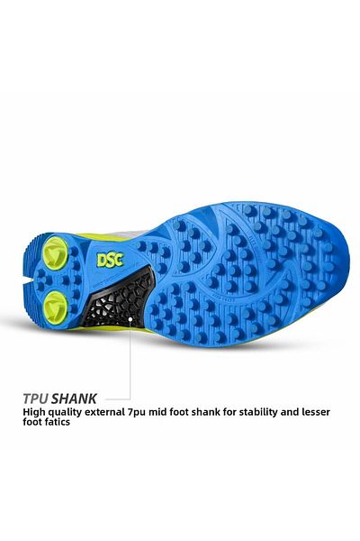 DSC Jaffa 22 Cricket Shoes for Men and Boys, White/Lime/Yellow, Size 11 US