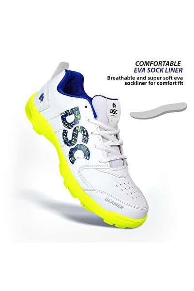 DSC Beamer Cricket Shoes | Fluro Yellow/white | Lightweight | For Boys & Men | Size 8 Uk, 9 Us