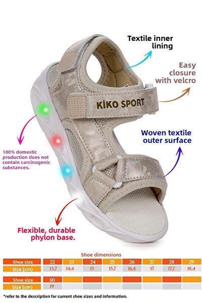 Kiko Kids 133 Hologram Lighted Girl's Velcro Sandals Shoes