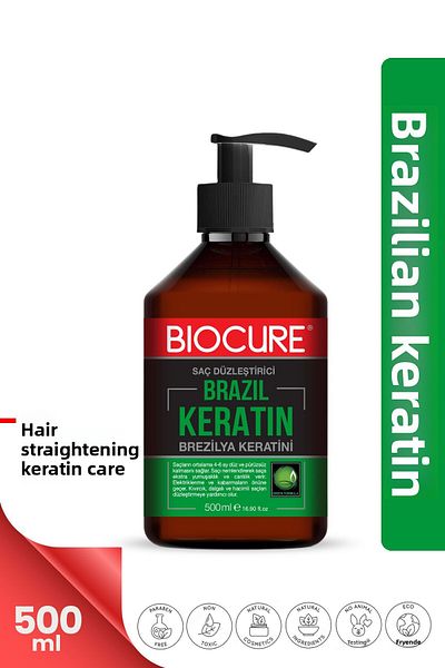 Biocure Hair Straightener Keratin Treatment Brazilian Blow Dry for Curly Wavy and Volume Hair 500ml