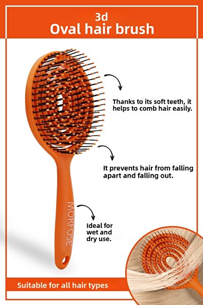 Morfose Orange Pro Three-dimensional Oval Hair Brush - Comb