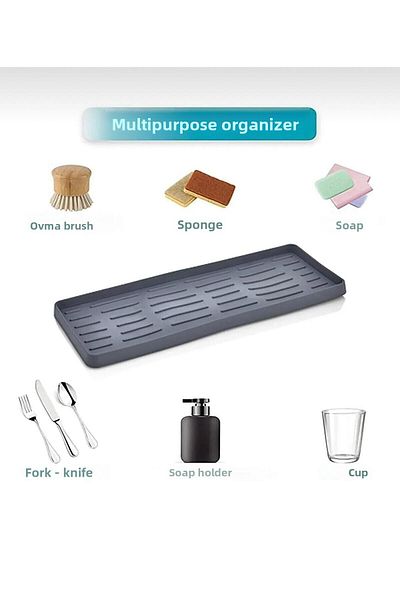 YDGR Organizator pentru sapun din silicon gri, suport pentru sapun, suport pentru sapun lichid 26x10 cm