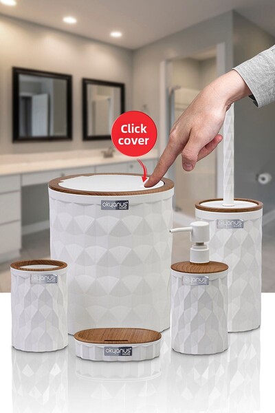 Okyanus Home Бял дървен комплект за баня от 5 части