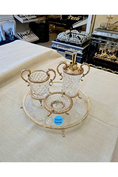 BULUTHOMEAKSESUAR Classic 4 Piece Bathroom Set with Handle - Gold