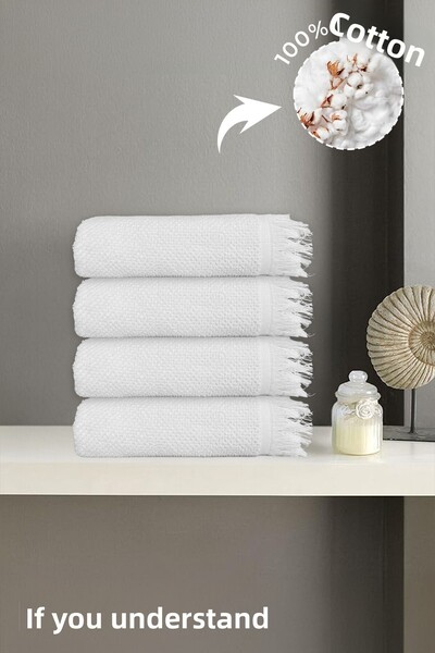 Anılsan Set 4 prosoape de mână Jelena albe - 50x90 cm, 225 gr, 100% bumbac, p...