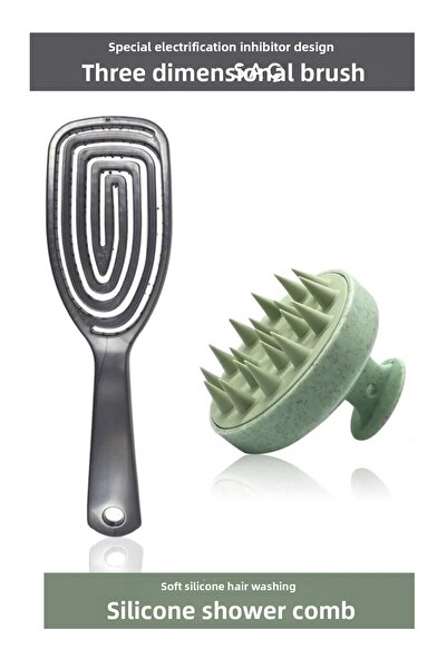 Muggio Βούρτσα μαλλιών σιλικόνης για ντους Πράσινη και γκρι Pro 3D