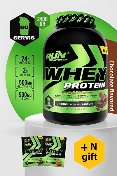 Run Nutrition بروتين ويل بنكهة الشوكولاتة بسعة 2.4 كجم - 60 هدية
