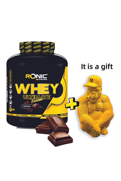 Ronic Nutrition بروتين وي 2.270 جرام بنكهة الشوكولاتة مع إكسسوار غوريلا هدية