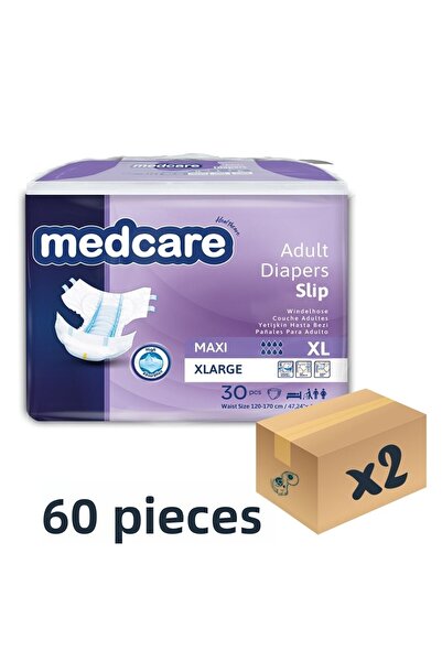 MEDCARE Maxi Waist Banded Patient Diapers 8 Drops Xlarge Largest Size XL Size 2 Packs of 30 60 Pieces